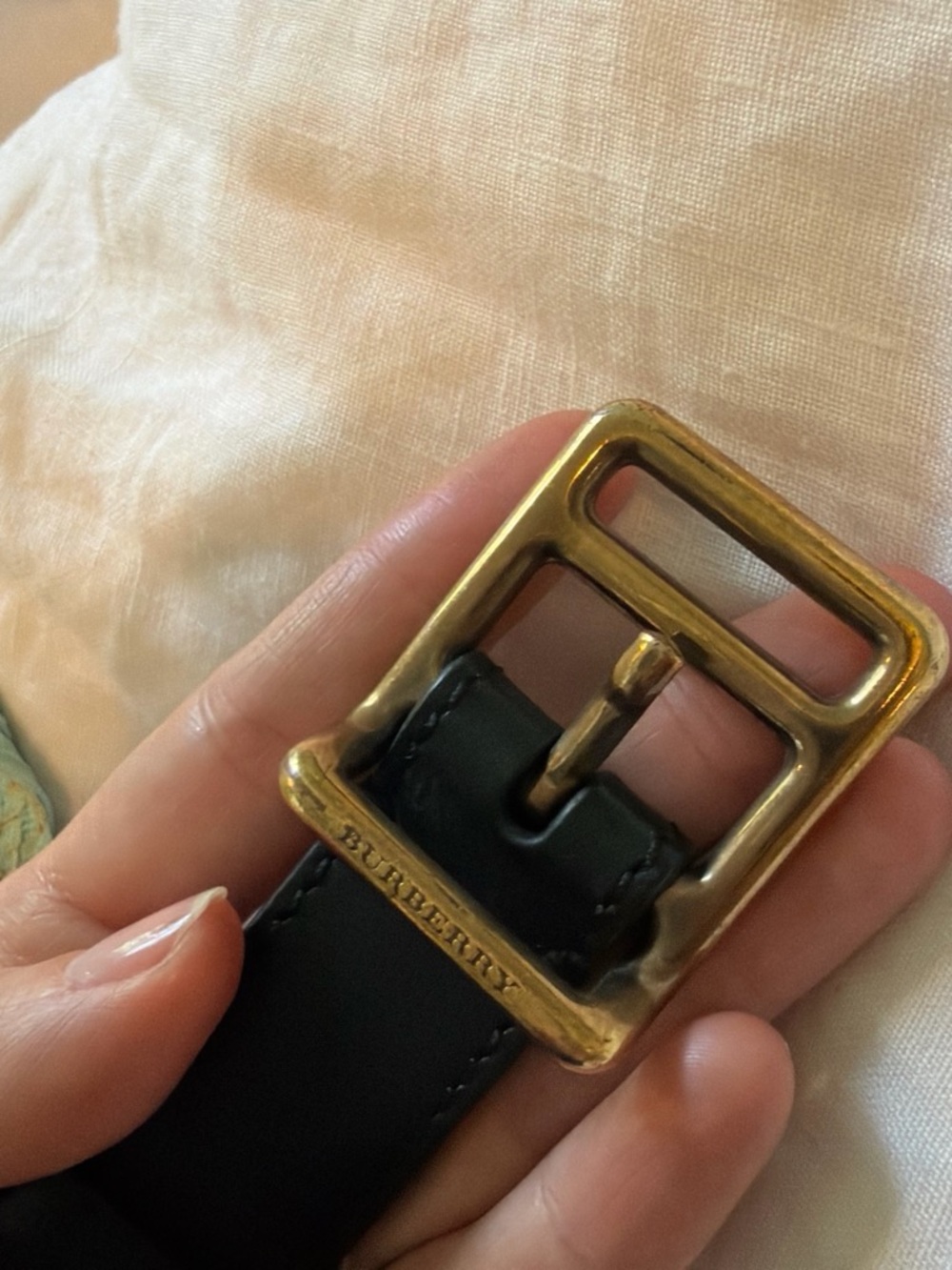 Burberry Black Leather Belt with Gold Buckle size 32” or 80cm